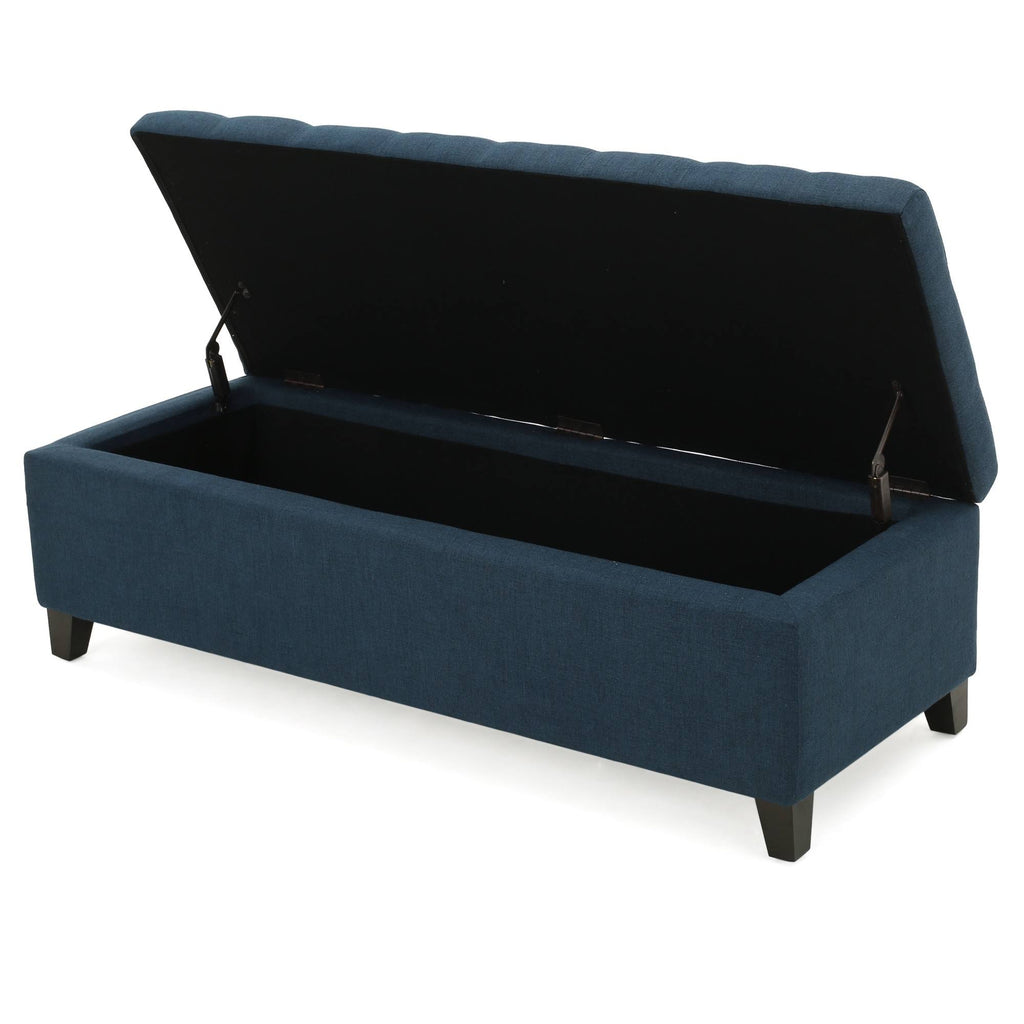 Dark Blue Fabric Storage Ottoman U98840