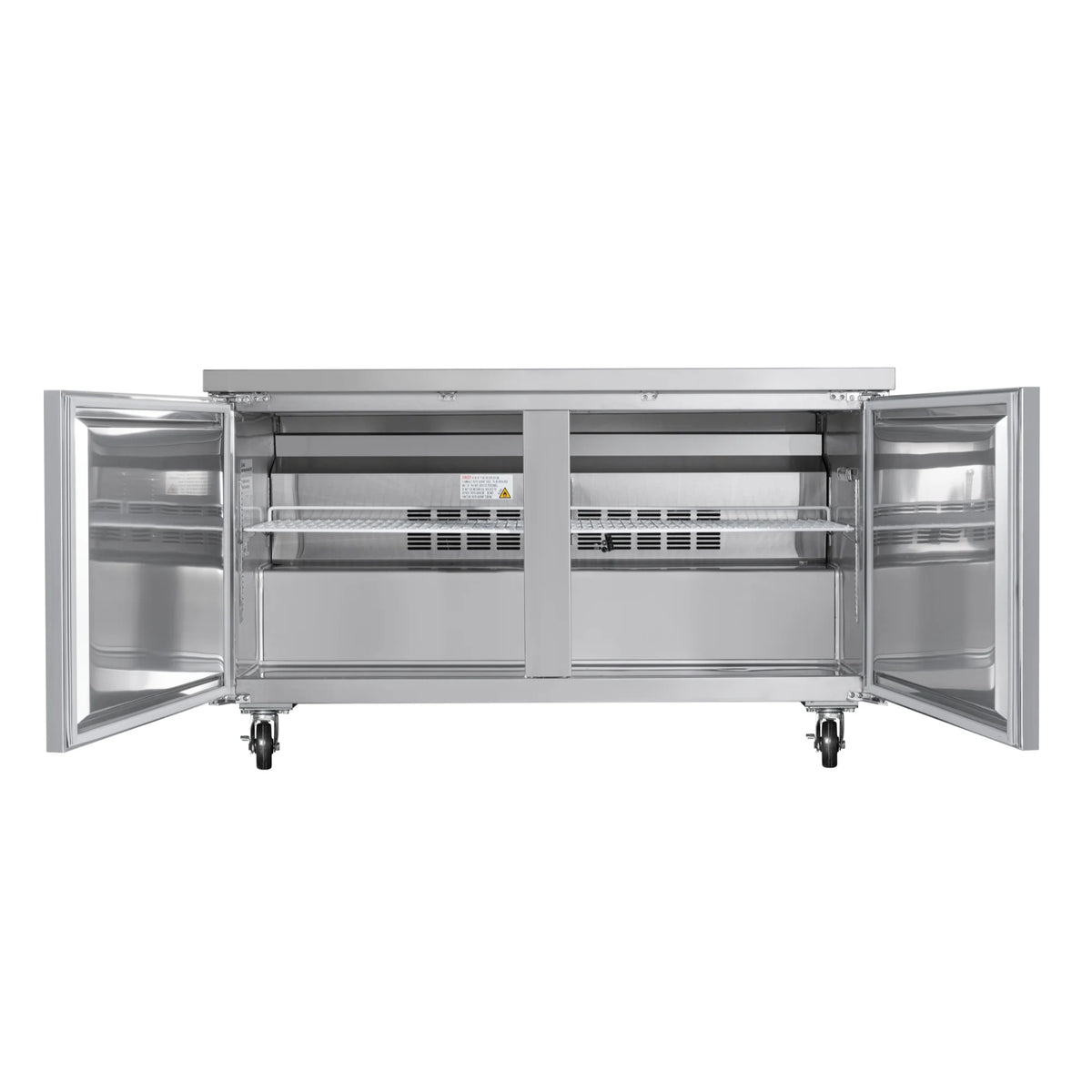 60 in. Two-Door Commercial Undercounter Freezer in Stainless Steel with Casters E502955