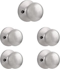 Brushed Nickel Privacy Door Locksets, Stainless Steel Keyless Door Knobs, 5 Pack Y6964