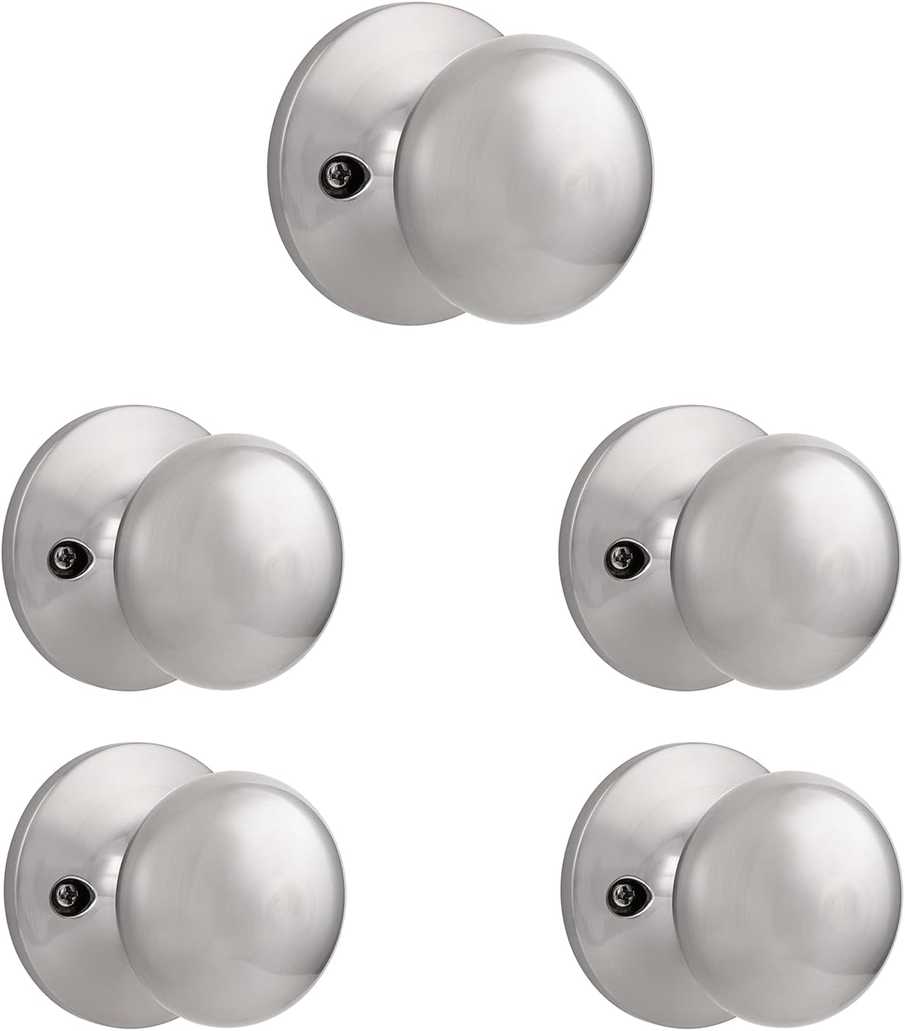 Brushed Nickel Privacy Door Locksets, Stainless Steel Keyless Door Knobs, 5 Pack Y6964