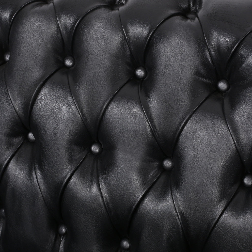 Midnight Black Leather Tufted Loveseat C74360