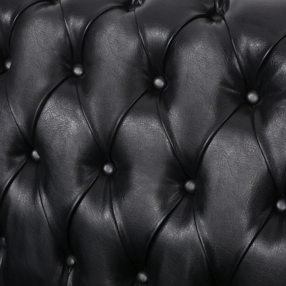 Midnight Black Leather Tufted Loveseat C74360