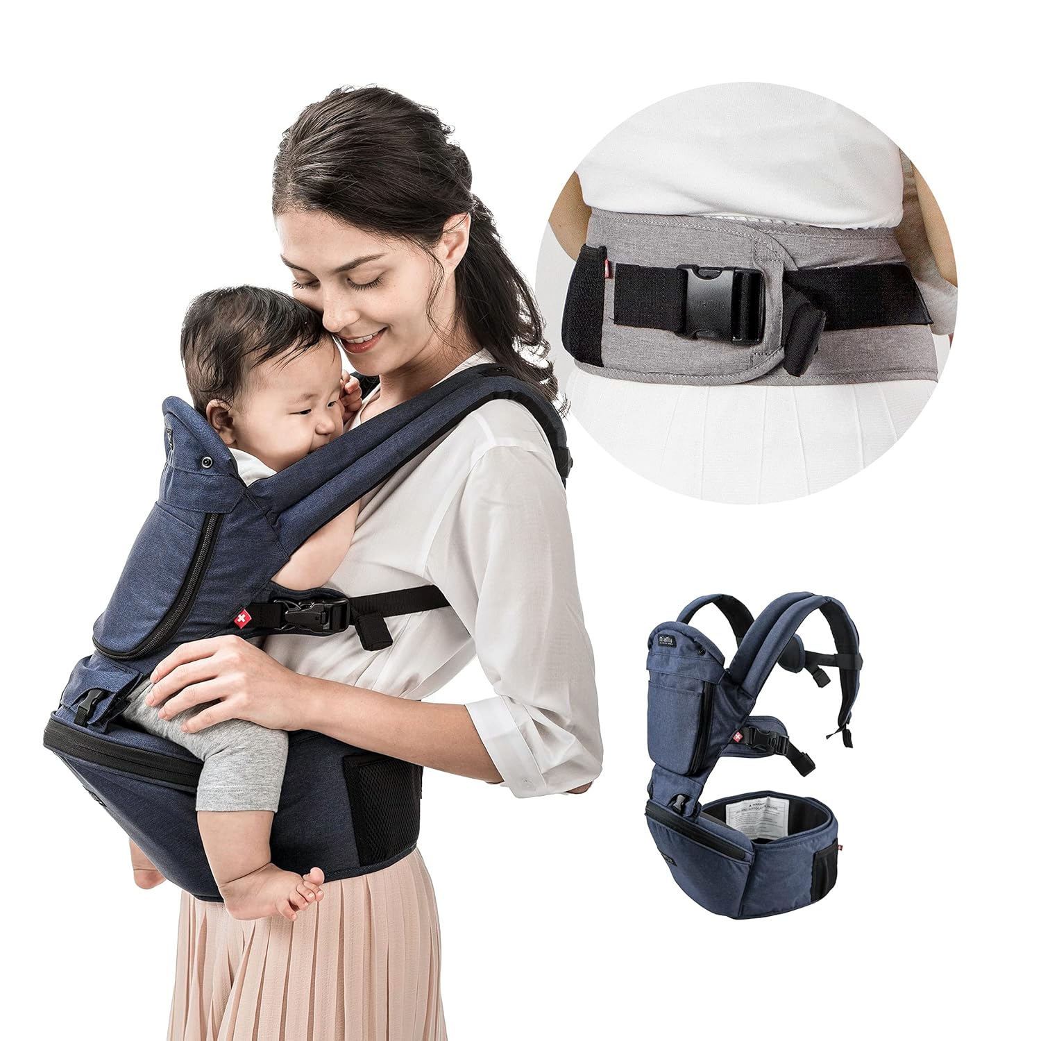 Baby Carrier with Hip Seat, Ergonomic, Stone Grey D9663