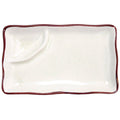 Creamy White Rectangular Plate with Triangular Sauce Compartment, Box of 24 I4686