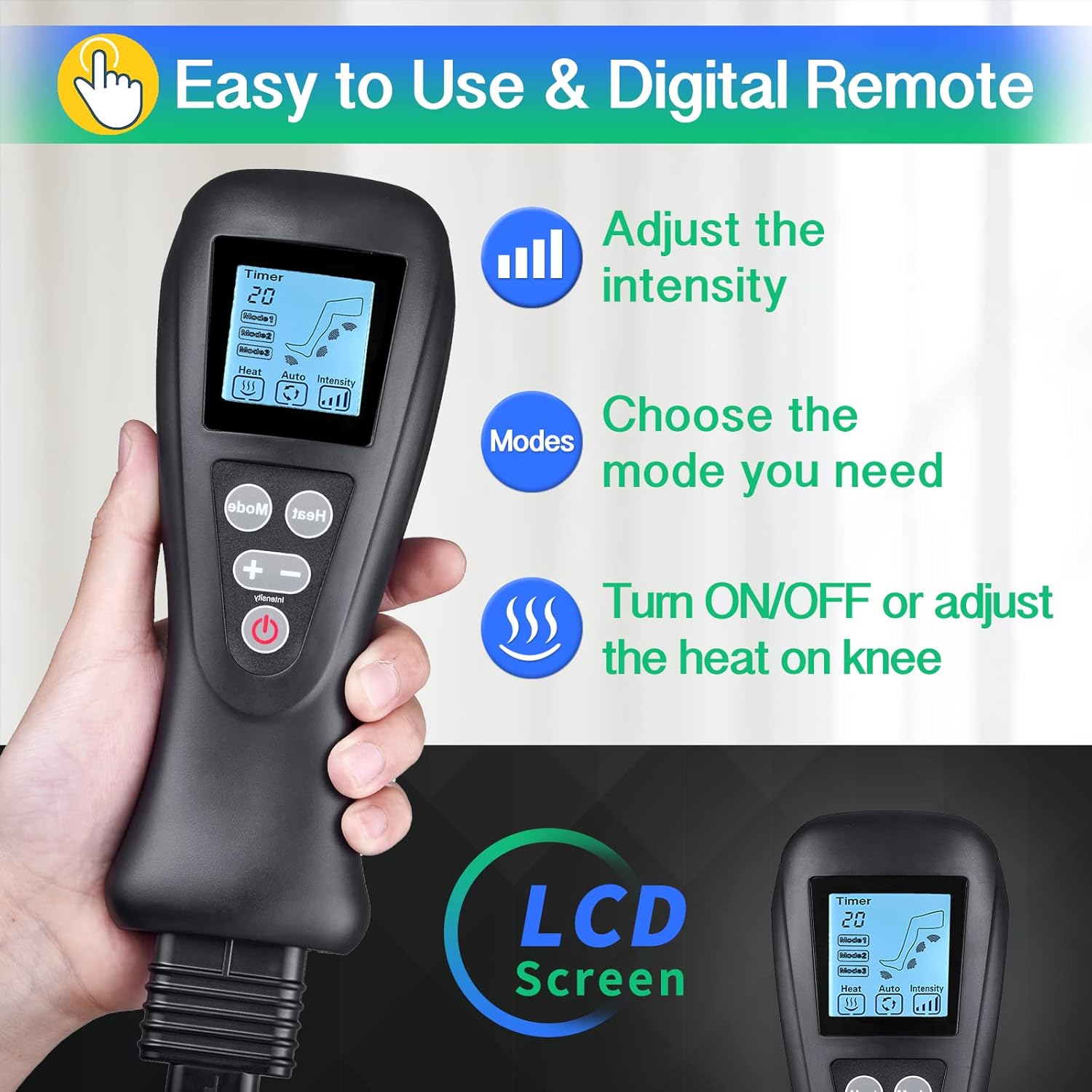Leg Massager with Air Compression, 2 Heat Levels, 4 Modes 4 Intensities L515