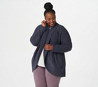 Large Pacific Blue Cable Shawl Cardi C486