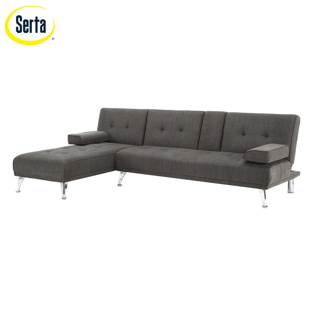 Charcoal Gray Fabric Indoor Sectional Sofa with Chaise I52496