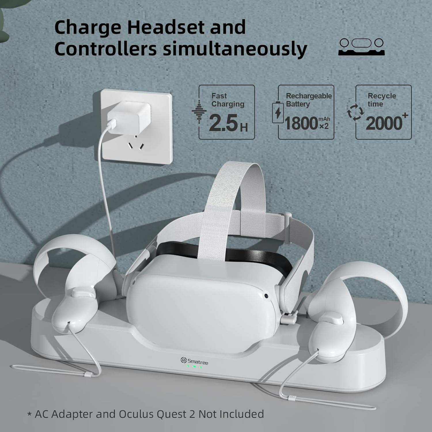 Oculus Quest 2 Charging Dock with 2 Rechargeable Controller Batteries A967