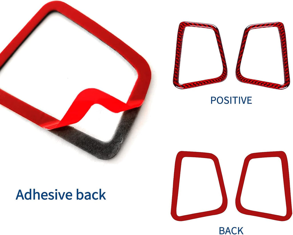 Carbon Fiber Interior Dashboard Air Vent Trims Decoration Sticker (Red) Pack of 2 P507921
