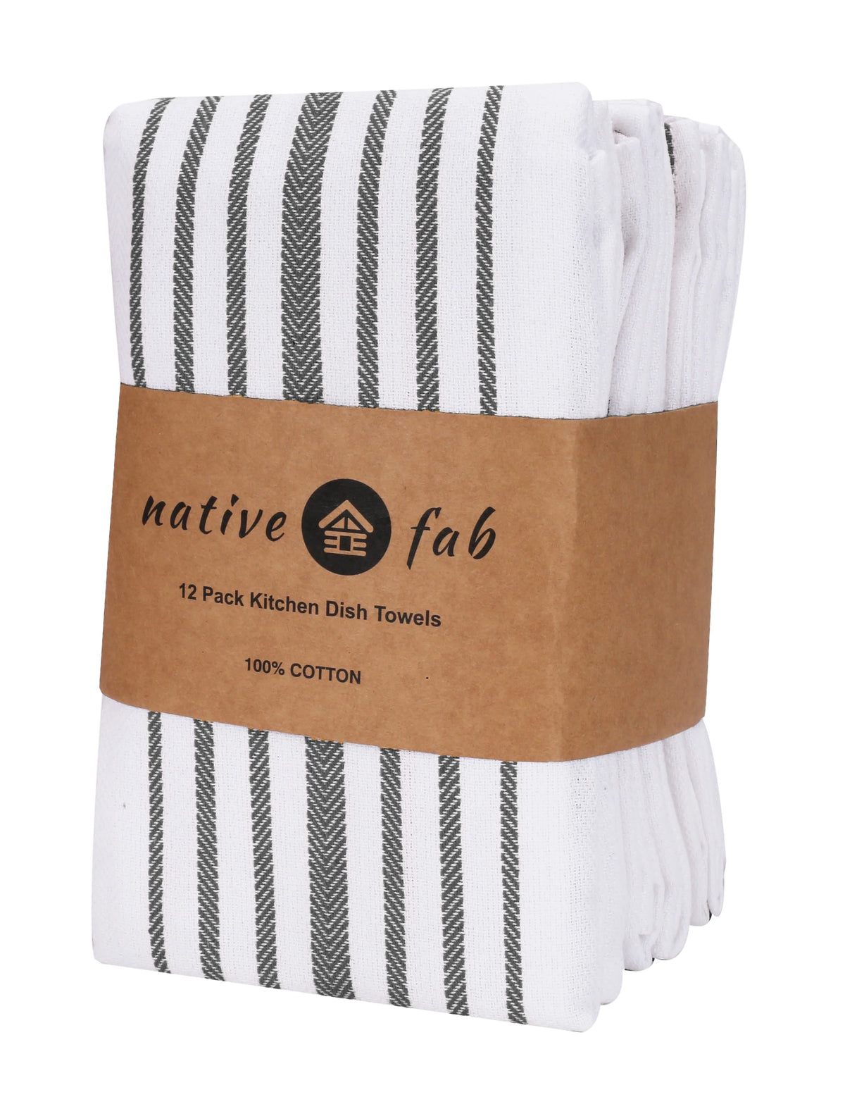 Gray Cotton Kitchen Towel Set of 12 T600