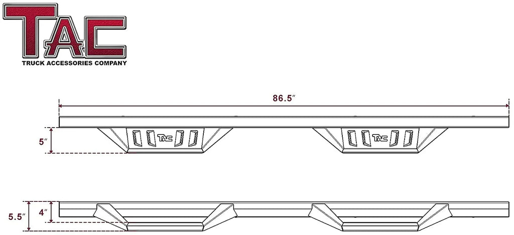 Black 4" Drop Side Steps Nerf Bars for Crew Cab Truck (2pcs) S424338