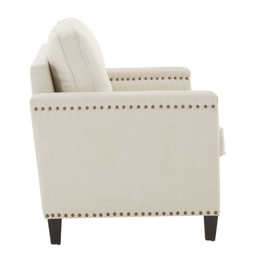 Ivory Fabric Sofa with Nailhead Trim H673