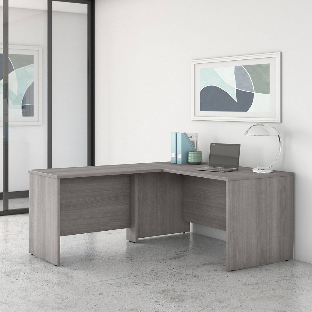 60 x 30 in. L Shaped Desk with 42 in. Return Platinum Gray R992