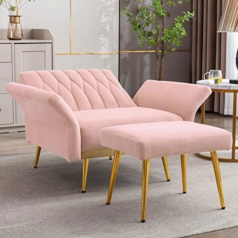 Black Velvet Single Sofa Chair with Ottoman N3554