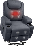 Blue Fabric Power Lift Recliner Chair with Massage and Heat E641