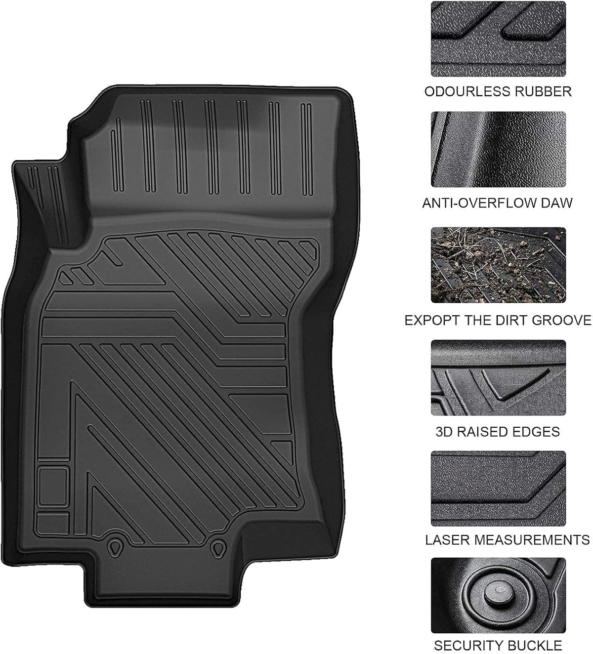 Heavy Duty Rubber Car Floor Mats (Rear, 1 Piece) D2100