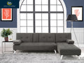 Charcoal Gray Fabric Indoor Sectional Sofa with Chaise I52496