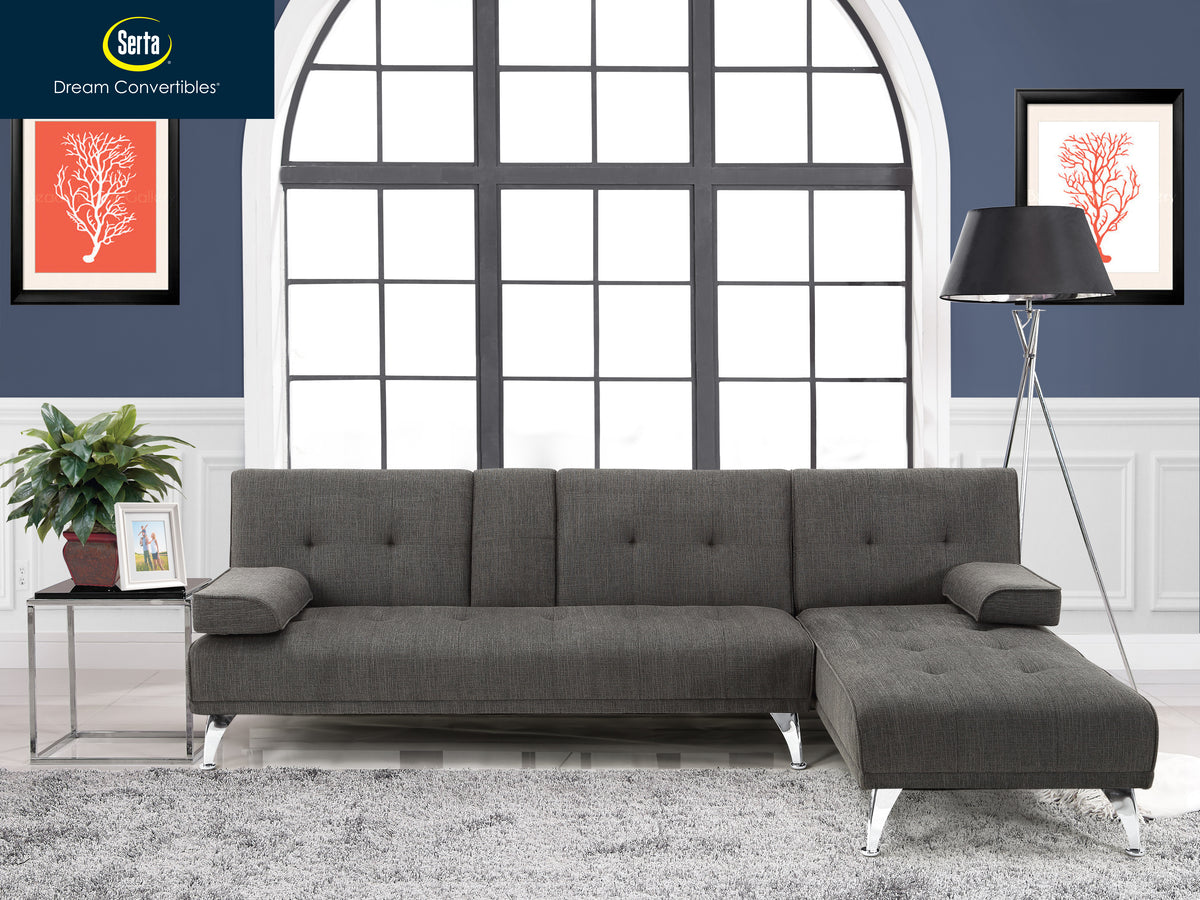Charcoal Gray Fabric Indoor Sectional Sofa with Chaise I52496