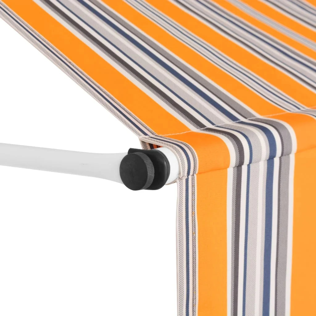 Manual Retractable Awning 59" Yellow and Blue Stripes F697