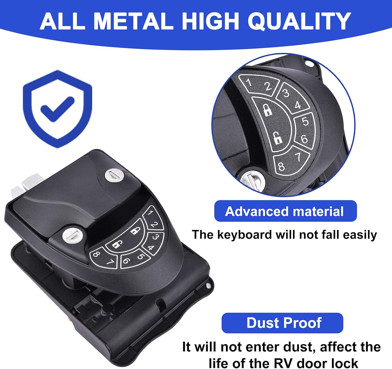 RV Keyless Entry Door Lock with Backlit Keypad and Install Tools U90482