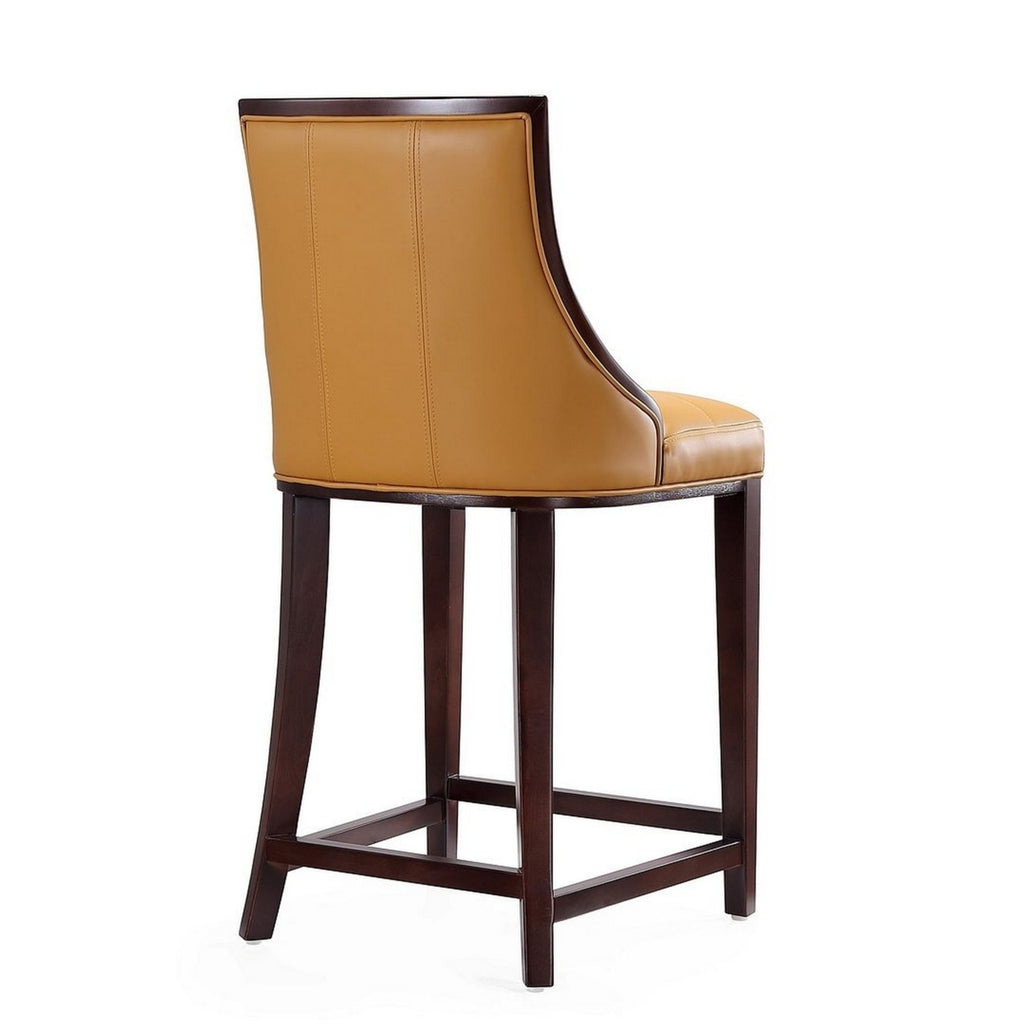 Camel and Dark Walnut Beech Wood Counter Height Bar Stool G345