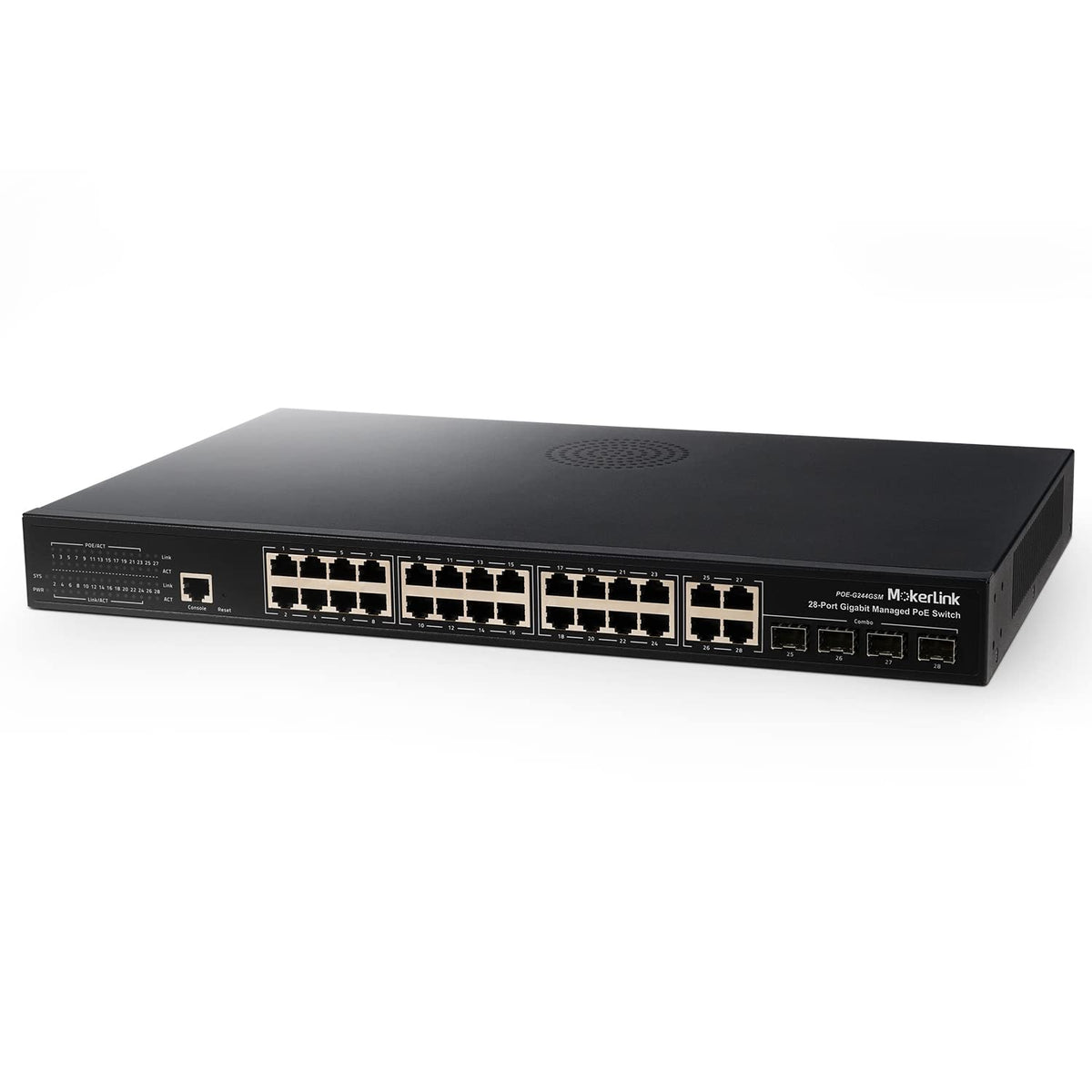 24 Port PoE Switch with 2 Gigabit Uplink Ethernet Port, 400W, Rackmount Unmanaged PoE+ K654