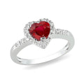 3.20 CT Red Ruby Gemstone with White Gold Diamond Ring, Size 6.5 L46906