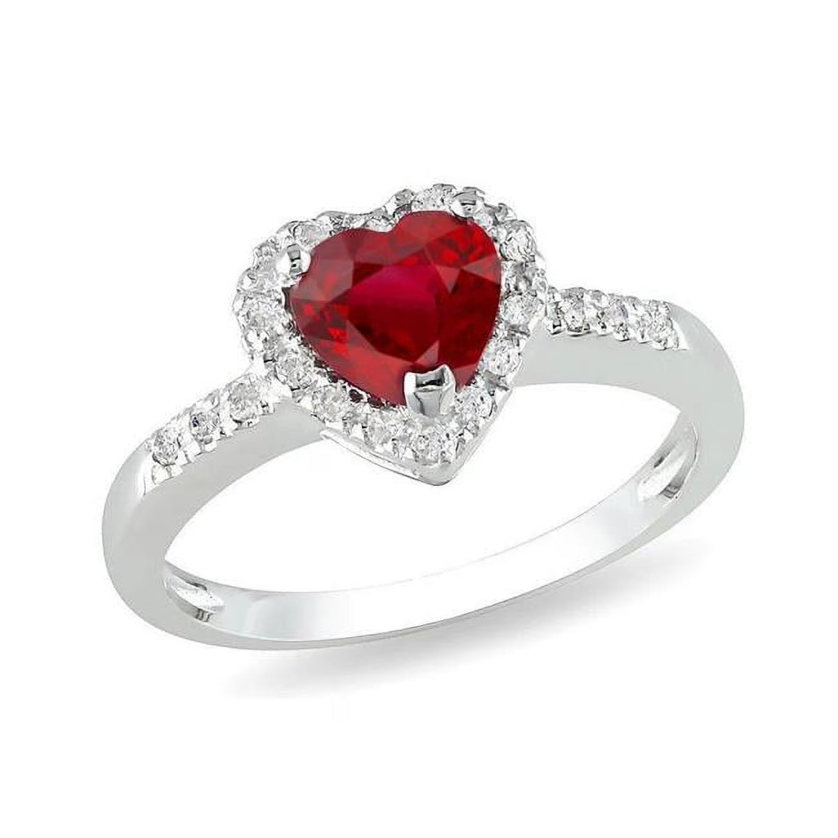 3.20 CT Red Ruby Gemstone with White Gold Diamond Ring, Size 6.5 L46906
