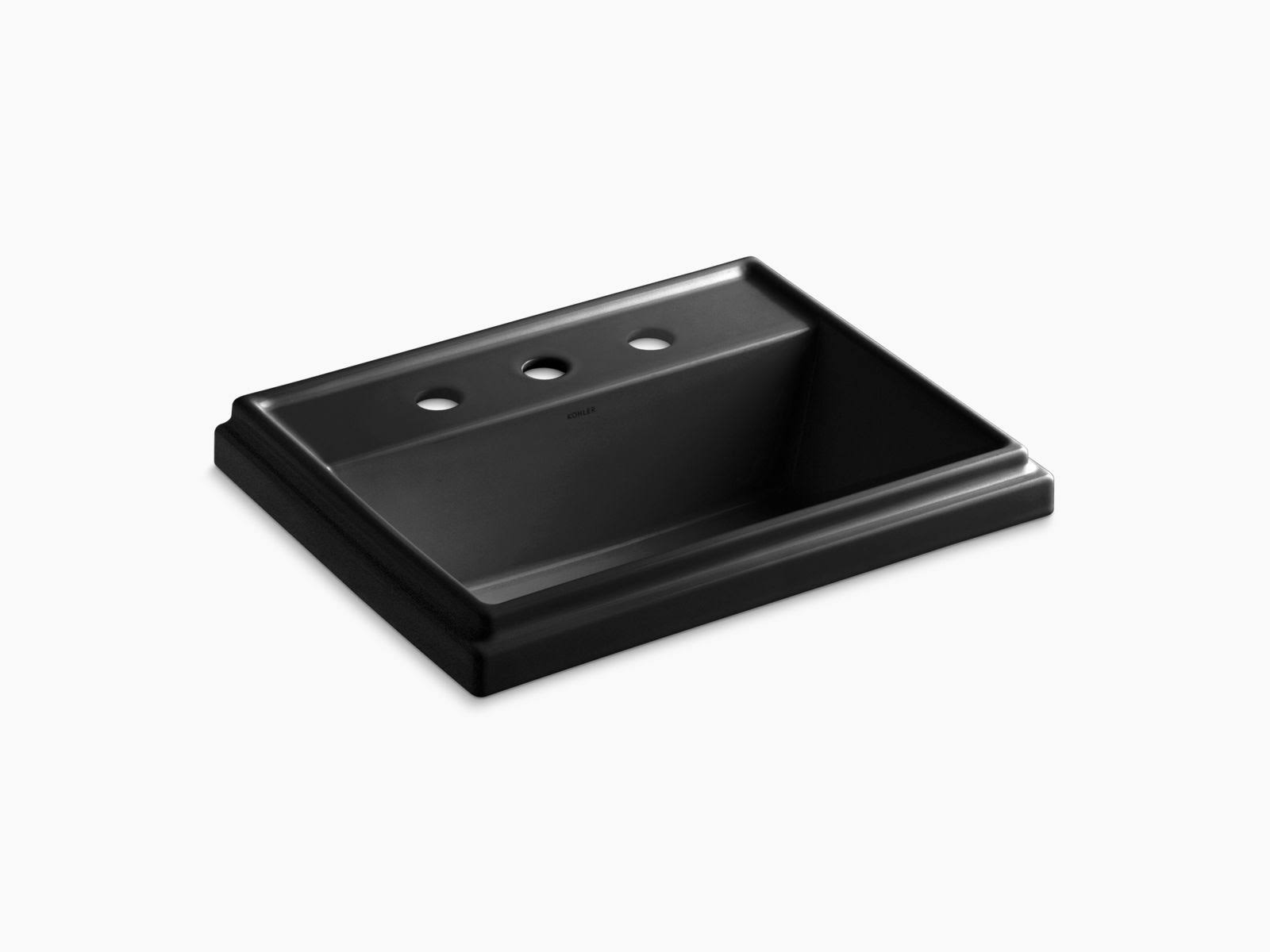 Rectangular Drop-in Bathroom Sink with Widespread Faucet Holes Black O832384