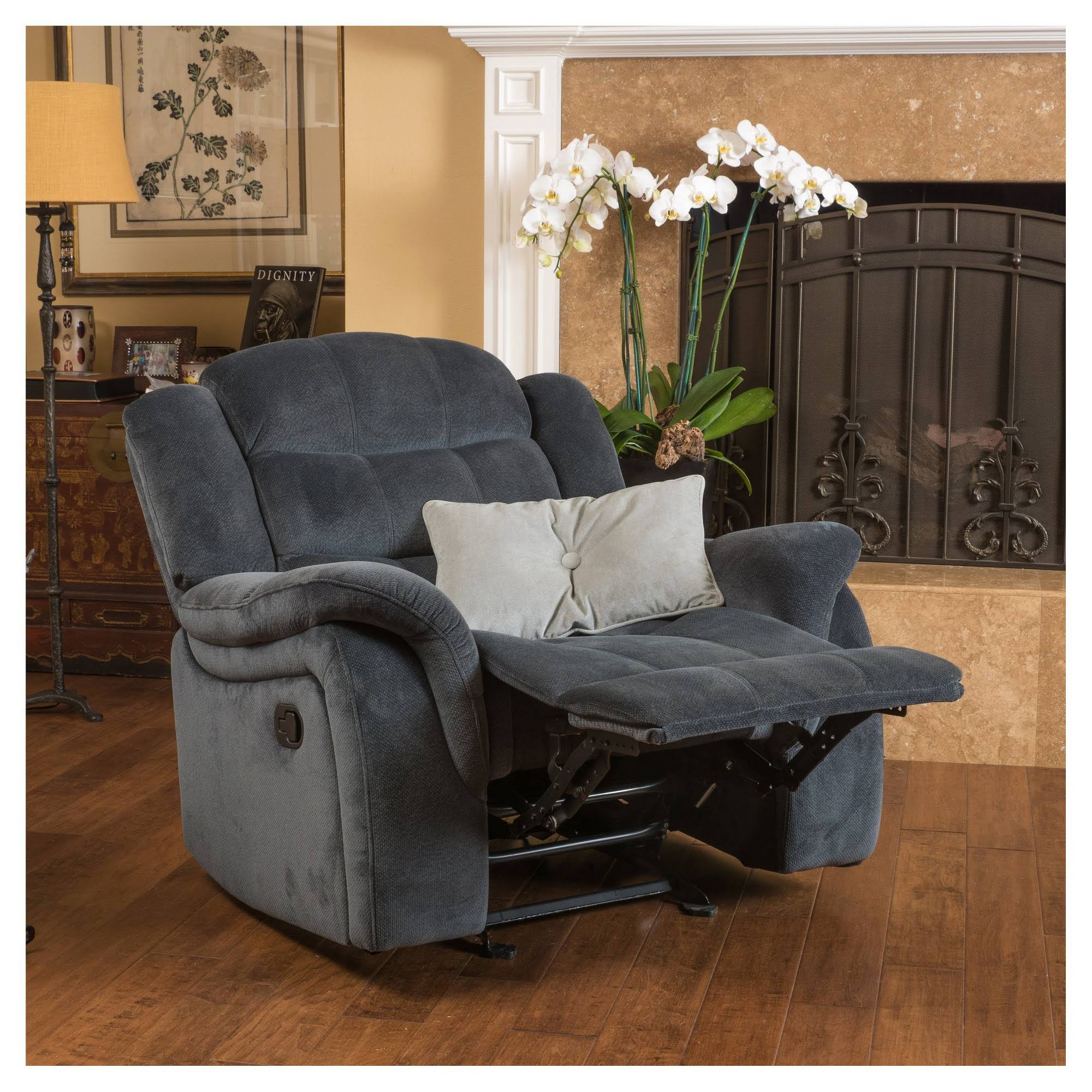 Grey Fabric Glider Recliner Club Chair V9112