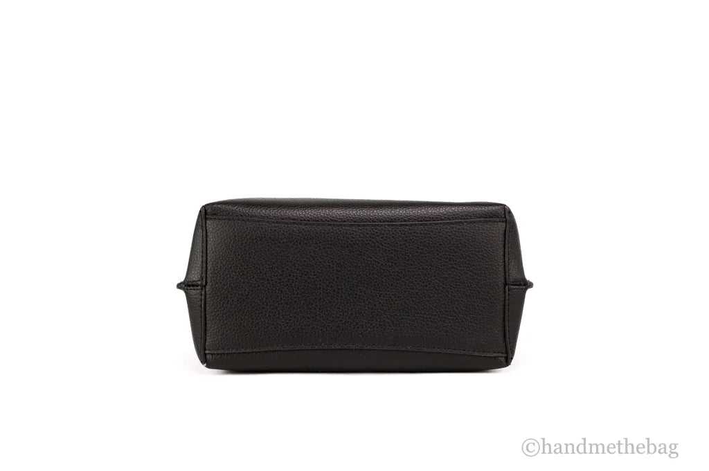 Black Doublefaced Leather Bucket Crossbody Handbag X279