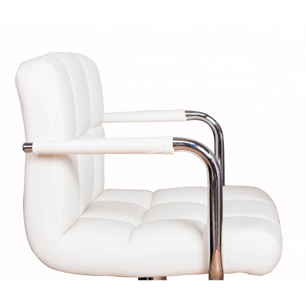 Ivory Adjustable Height Swivel Barstools with Armrest and Footrest (Set of 2) P9770
