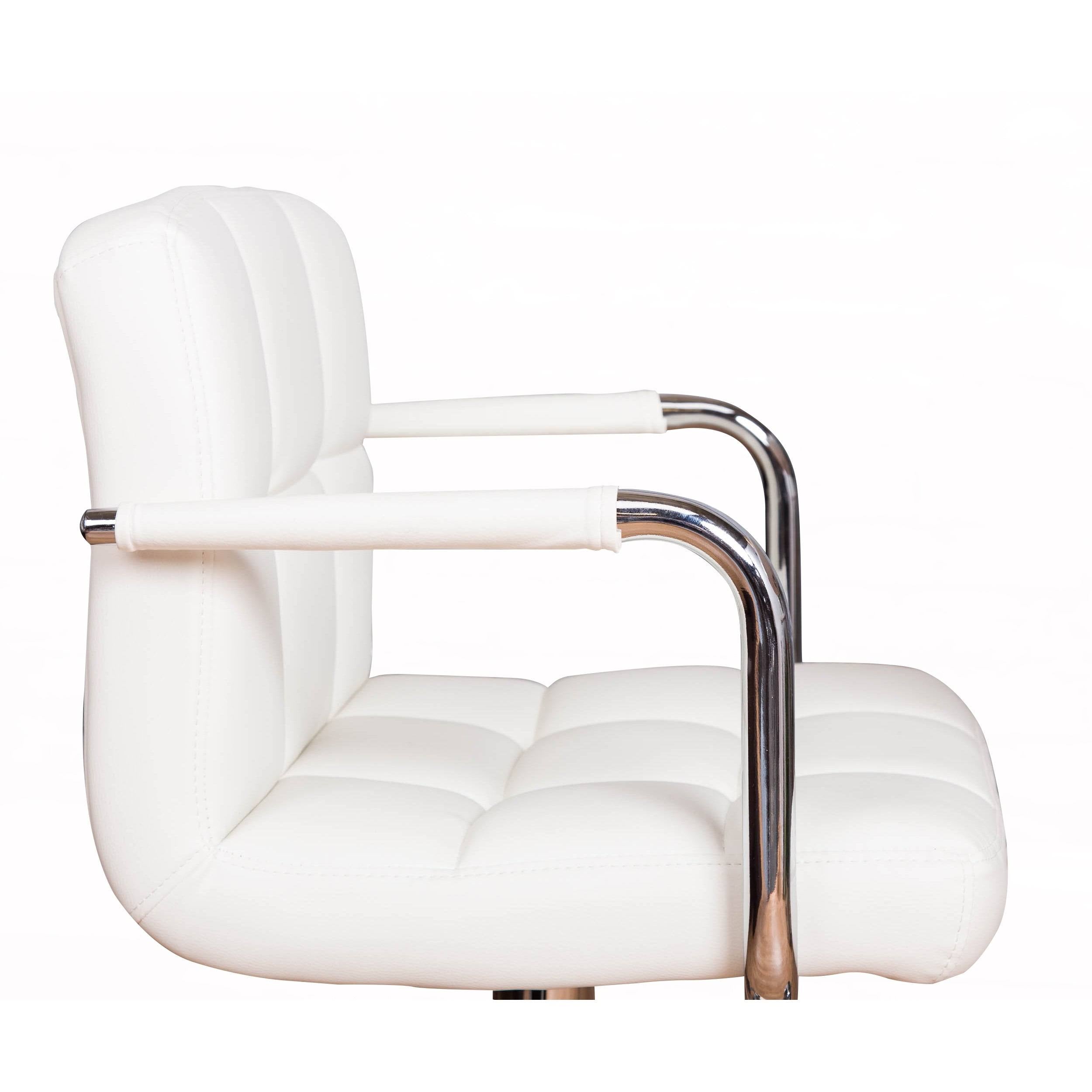 Ivory Adjustable Height Swivel Barstools with Armrest and Footrest (Set of 2) P9770