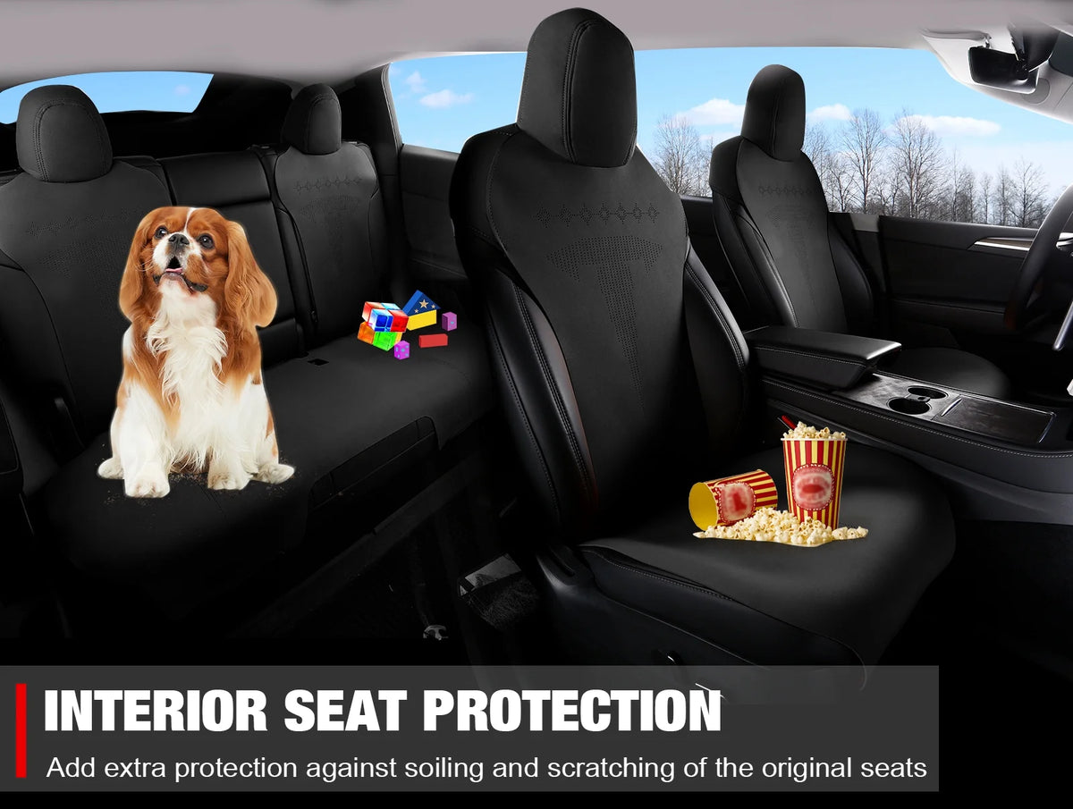 Black Suede Leather Seat Cover Cushion Protectors W322385