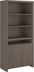Tall 6 Shelf Bookcase with Doors in Restored Gray X14300