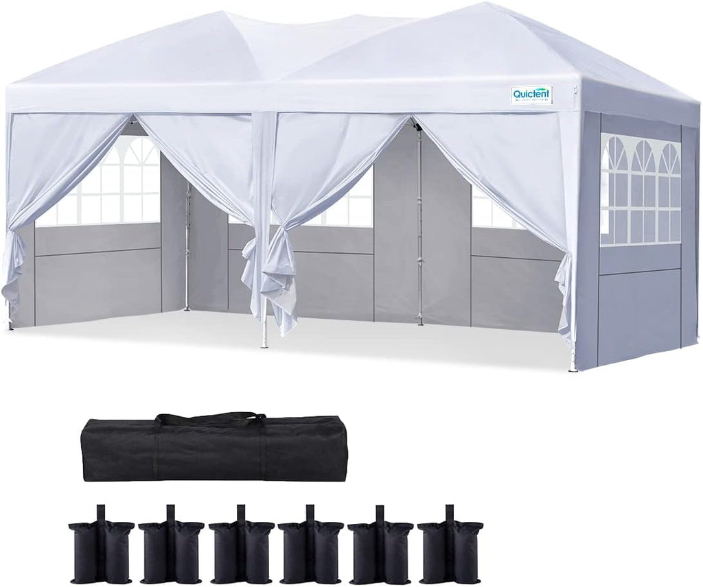 10x20 Pop up Canopy Tent with Sidewalls, 6 Sand Bags Included P535416