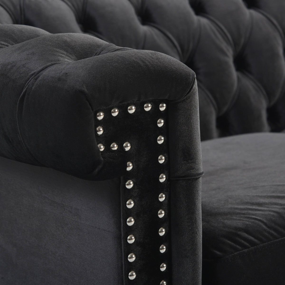 Midnight Blue Velvet Tufted 3 Seater Sofa T195815