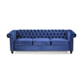 Midnight Blue Velvet Tufted 3 Seater Sofa T195815