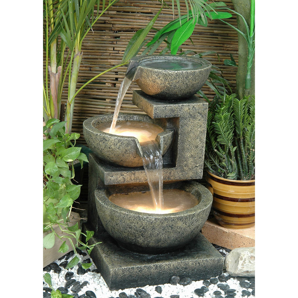 3 Bowl Fountain with 2 Warm White LEDs L1533