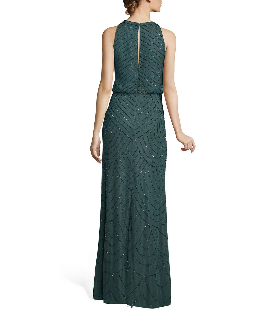 Beaded Keyhole Back Halter Gown E342231