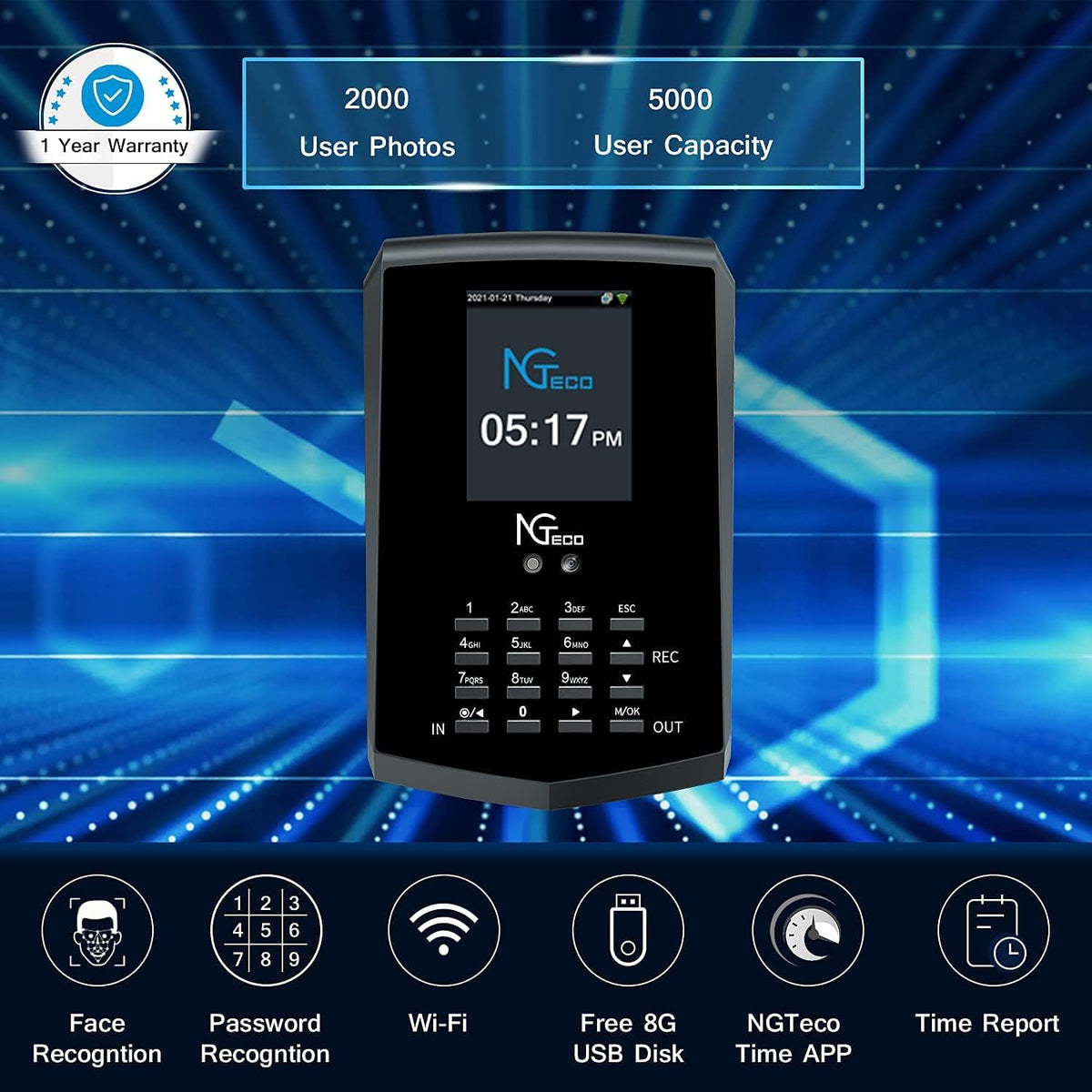 Face Recognition Time Card Machine H803