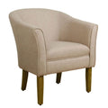 Cream and Brown Fabric Upholstered Wooden Accent Chair O7791