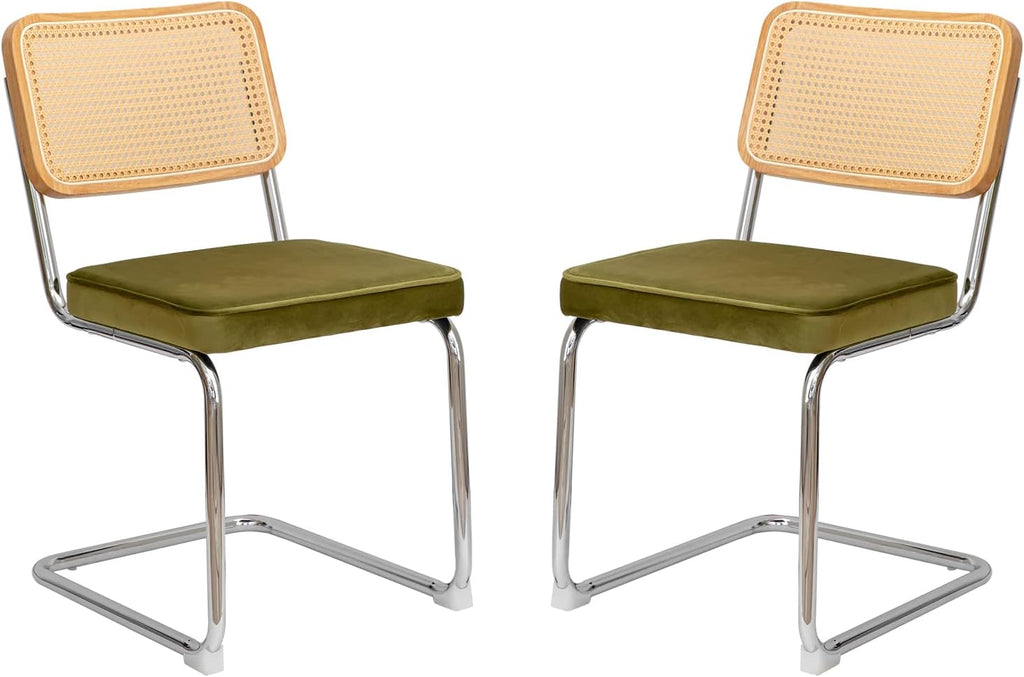 Black Upholstered Dining Chairs Set of 2 with Chrome Legs H96066