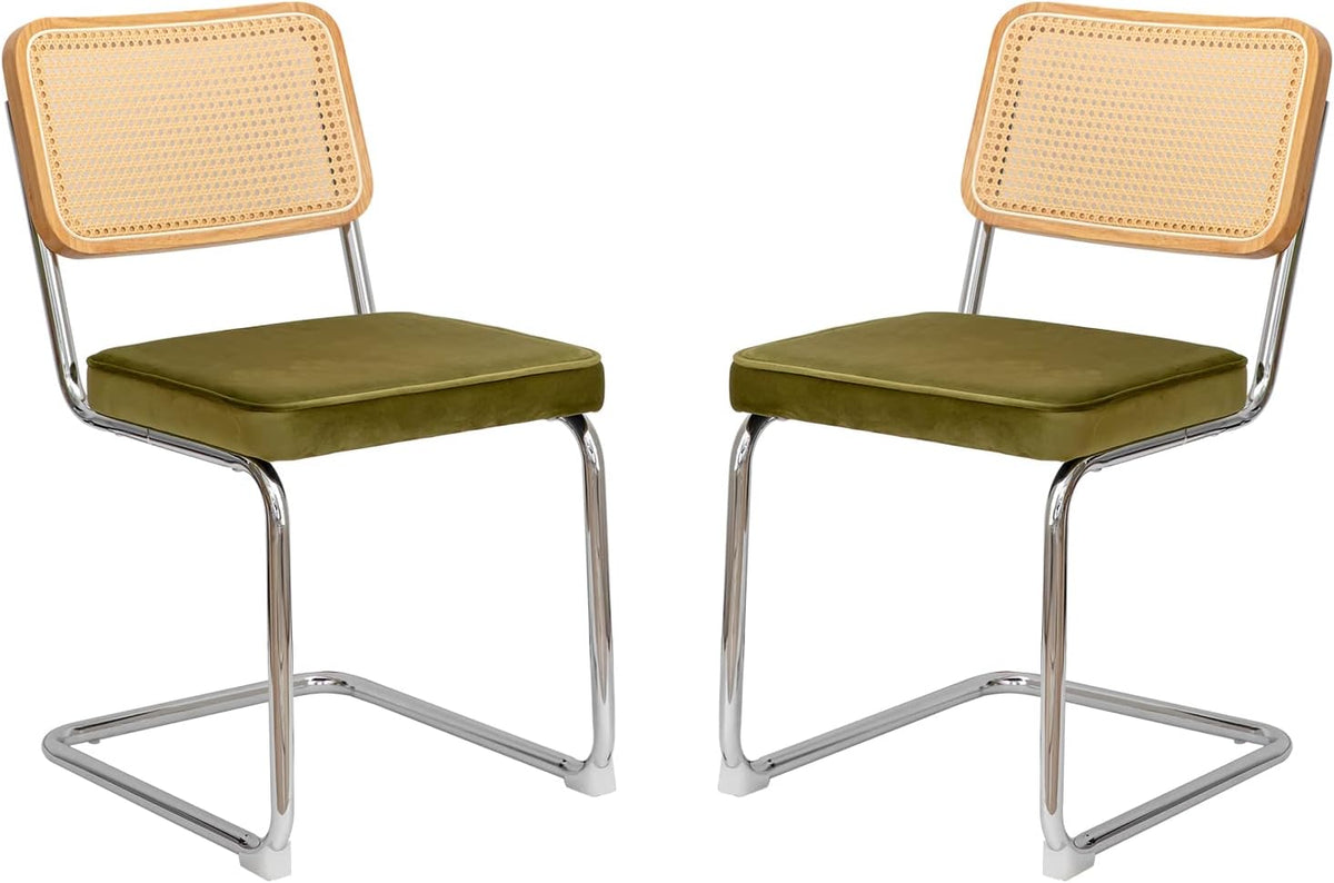 Black Upholstered Dining Chairs Set of 2 with Chrome Legs H96066