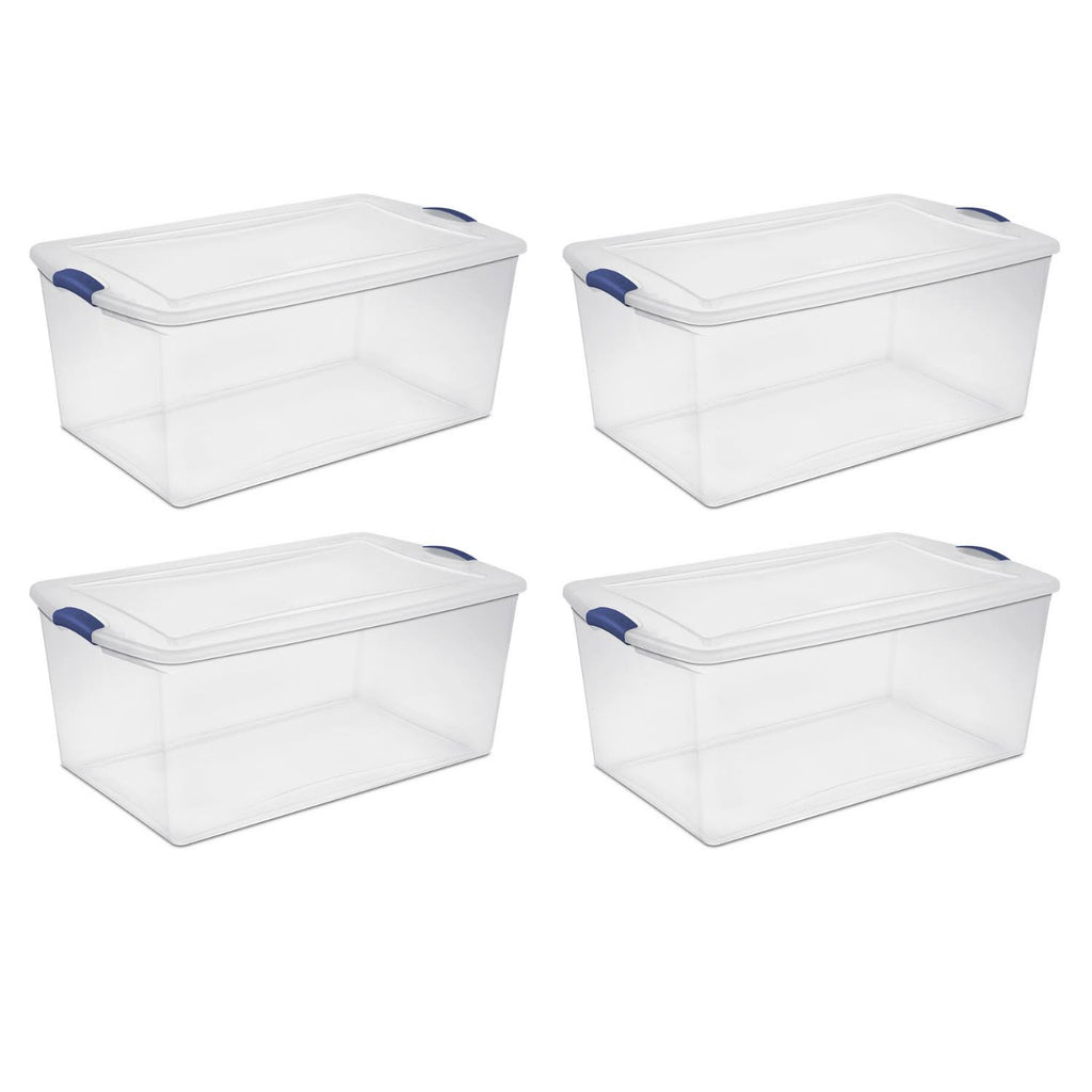Set of 4 Large Clear Plastic Storage Containers 105 Quart X17233