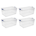 Set of 4 Large Clear Plastic Storage Containers 105 Quart X17233