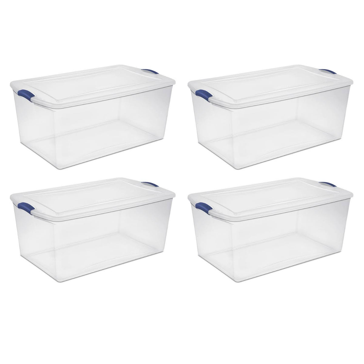 Set of 4 Large Clear Plastic Storage Containers 105 Quart X17233