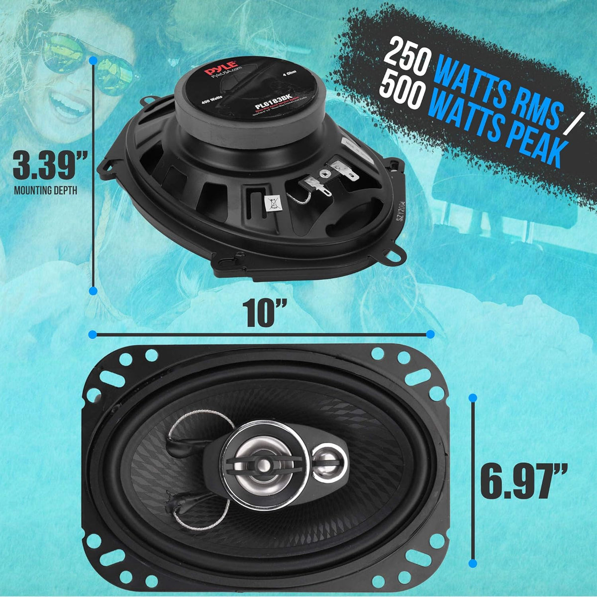 500W 6x9” Quadraxial Car Speakers (Pair) M913427