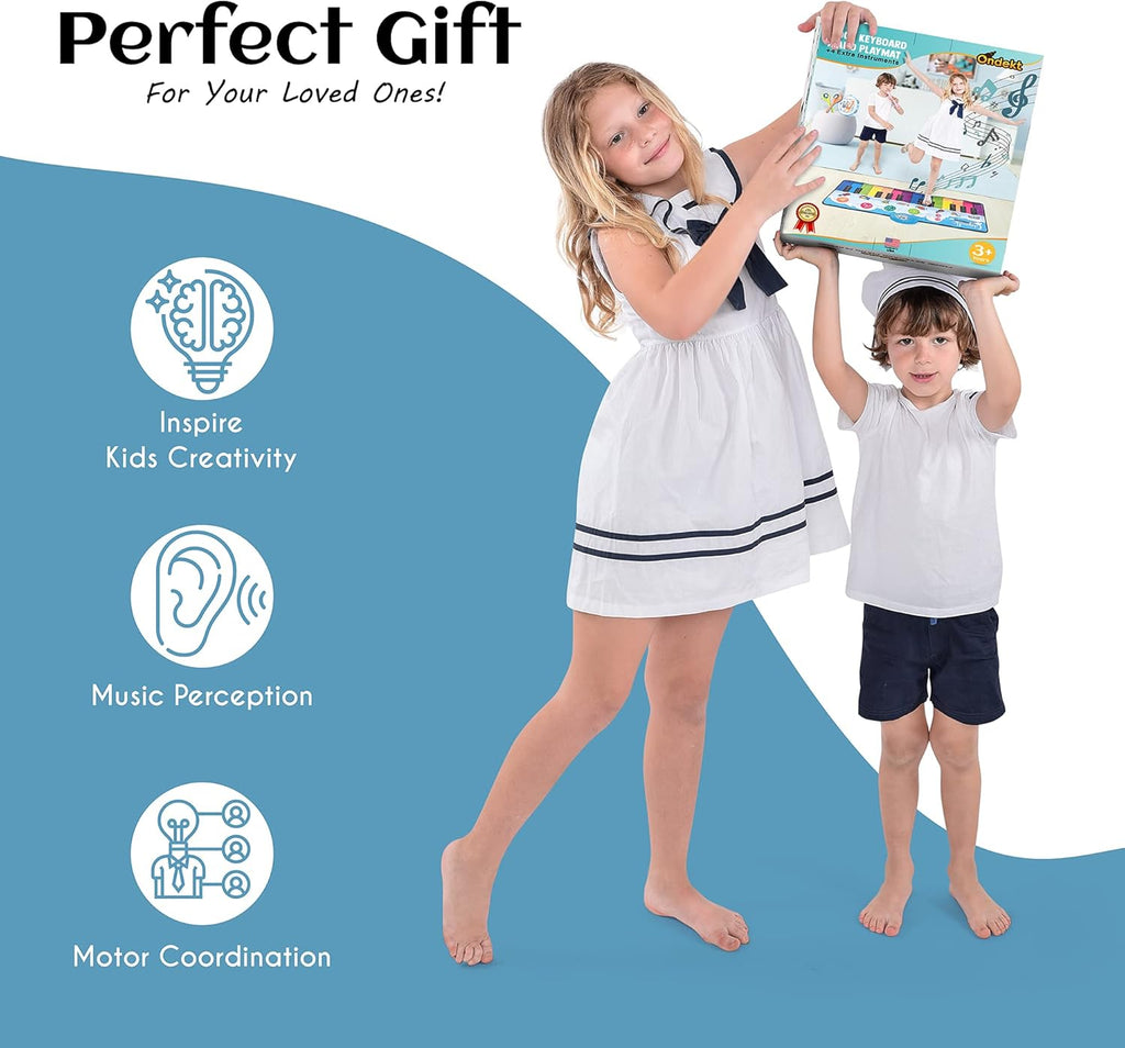 Floor Piano Mat – 24 Keys, 8 Inbuilt Sounds, with 2 Maracas, Tambourine, and Flute S10342
