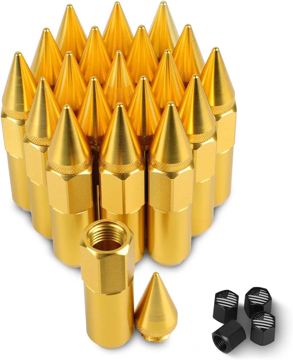 M12x1.5 Steel Spikes Lug Nut 20PCS Wheel Rimes Neo Chrome Pack of 2 B2152
